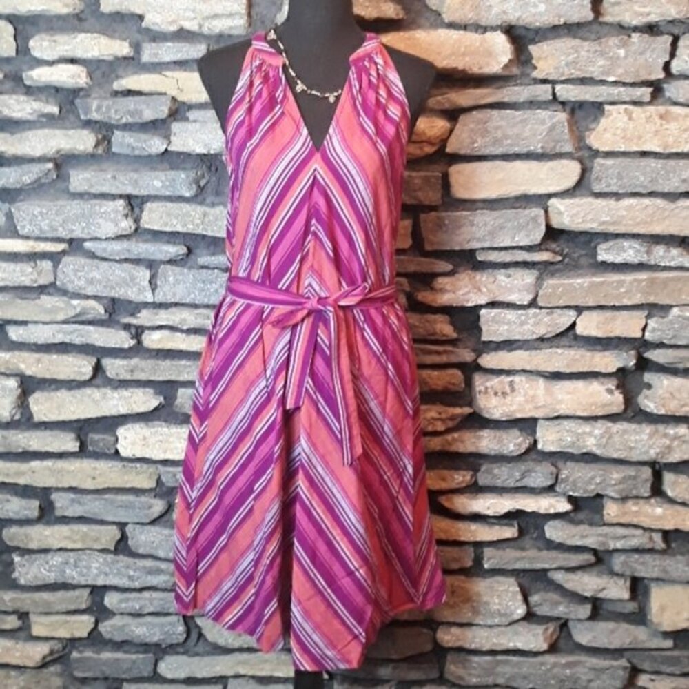 NWT A new day geometric  purple halter style dress sz XS